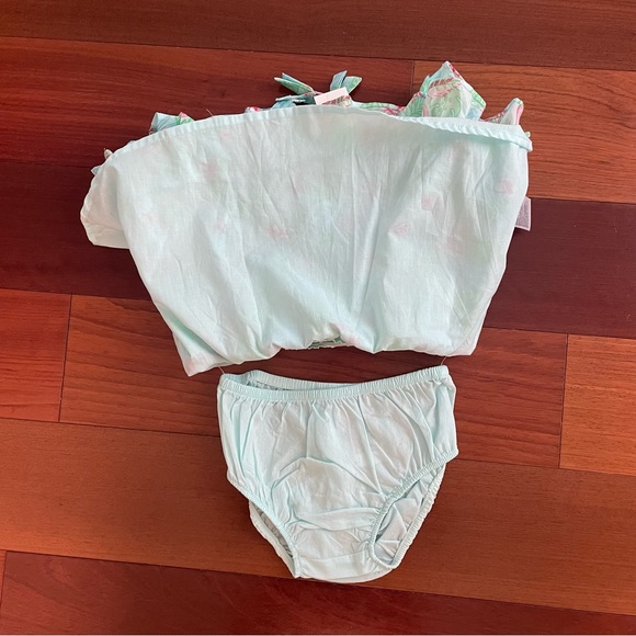 Janie and Jack • Tropical Leaf Flamingo Print Dress with bloomers • 18 to 24 M - Picture 6 of 7